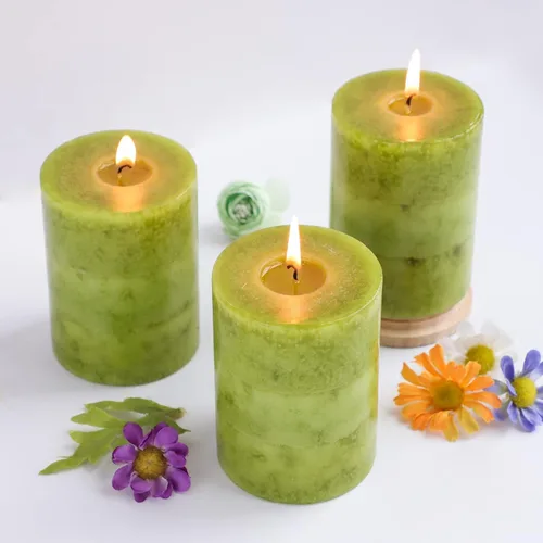 Vista 7 de Velas aromáticas de pilar FLAVCHARM de larga duración, sin goteo, rojas, 3x4 pulgadas