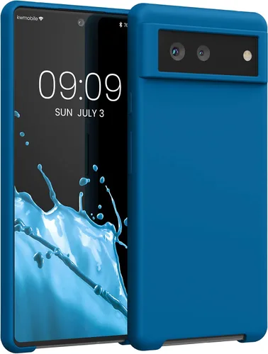 Vista 120 de kwmobile Funda Compatible con Google Pixel 6 Pro - Funda de teléfono de silicona TPU con acabado suave - Azul Arrecife