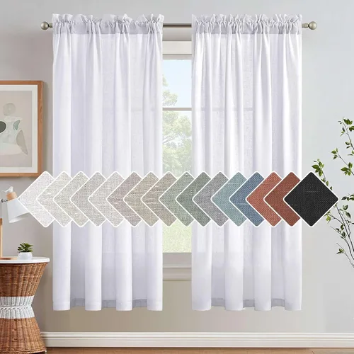 Vista 46 de H.VERSAILTEX Cortinas texturizadas de lino con filtro de luz para sala de estar, tratamiento de ventanas, cortinas naturales y duraderas
