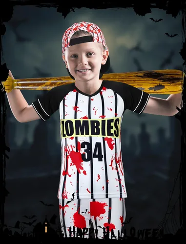 Vista 5 de 5 Pcs Halloween Zombie Costumes Scary Baseball Player Zombie Costume for Boys Kids Children Halloween Party Costumes