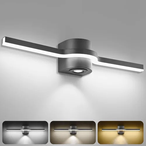 Vista 10 de SOLFART BK-3C - Luces LED de tocador para baño, lámparas de baño negras, 3 colores de temperatura regulable de 48 pulgadas