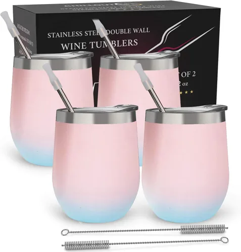 Vista 20 de CHILLOUT LIFE - Vaso de acero inoxidable de 12 onzas con tapa y caja de regalo, diseño de viaje con recubrimiento en polvo, aislamiento al vacío