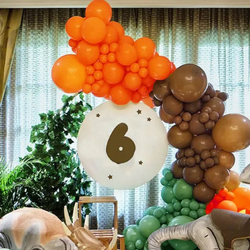 Vista 5 de 164 PCS Guirnalda de Globos de Dinosaurio Verde Naranja Marrón Kit de Arco de Globos para Niños Decoraciones de Fiesta Temática de Dinosaurios