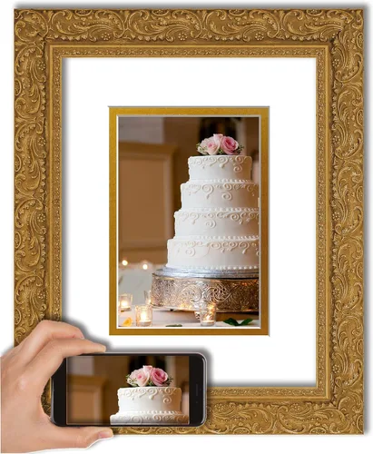 Vista 19 de ArtDirect Marco de madera ornamentado negro enmarcado personalizado de 12 x 12 pulgadas y tu foto o arte. Sube cualquier imagen y la imprimiremos