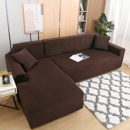 Vista 3 de MIFXIN Funda para sofá en forma de L, 2 piezas, fundas elásticas de felpa elástica para sofá seccional, protector de muebles en forma de L