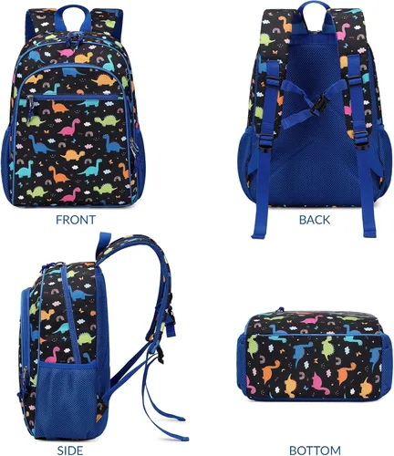 Vista 3 de Ryushoyo Mochila infantil para niños y niñas, mochila para niños y niñas, para jardín de infantes, 2 tamaños con correa para el pecho, Black