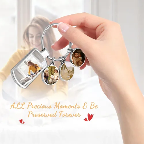 Vista 7 de JUBOPE Personalized Keychains Custom Keychain with Picture Engraving Photo Text Keychain for Men Husband Boyfriend Gifts
