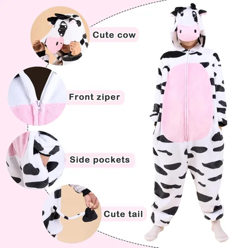 Vista 4 de Pijama unisex para adultos, pijama de animales, de franela, cosplay, disfraz de Halloween, ropa de dormir de animales para mujeres y hombres