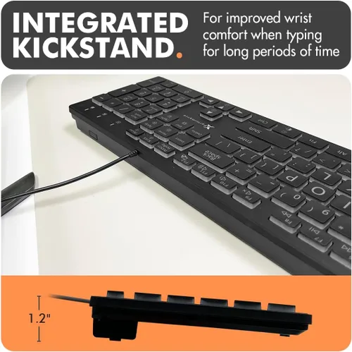 Vista 6 de Teclado retroiluminado de impresión grande X9 Teclado de computadora con iluminación con cable para computadora de escritorio y portátil - Fácil