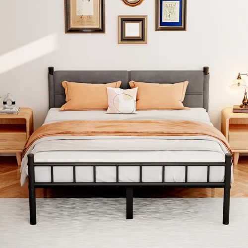 Vista 13 de Base de cama metálica, base de cama tamaño individual de 14 pulgadas con espacio de almacenamiento, base de colchón resistente y de trabajo pesado