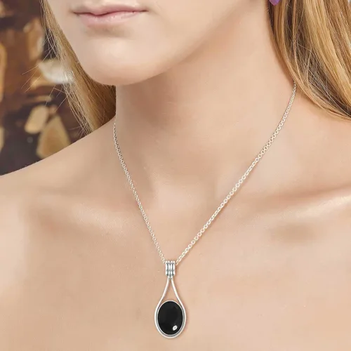 Vista 3 de JEWELOPORIUM Colgante de plata de ley 925 hecho a mano para mujer, 12 x 16 pulgadas, con piedras preciosas ovaladas, joyería de plata para regalo