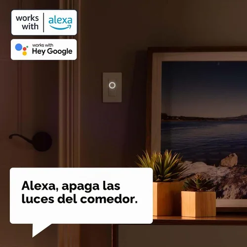Vista 5 de GE Smart C - Interruptor de luz residencial iluminado sin contacto de 2 amperios, multiubicación, blanco, compatible con Wi-Fi, con pared