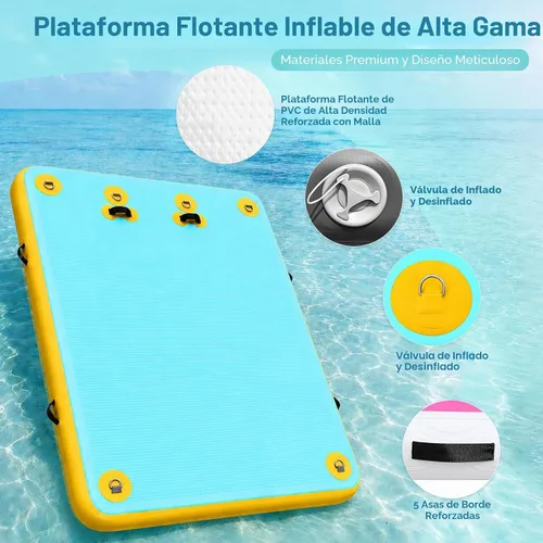 Vista 4 de Plataforma flotante inflable del muelle con la escalera suave Gris claro+negro