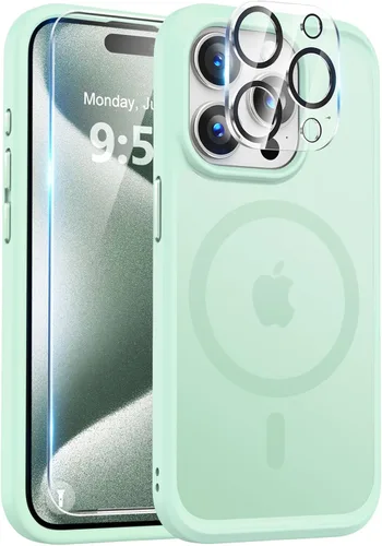 Vista 25 de BossKiss Funda compatible con iPhone 15 Pro, compatible con MagSafe, pantalla y protector de cámara, magnética, translúcida, mate, para mujeres