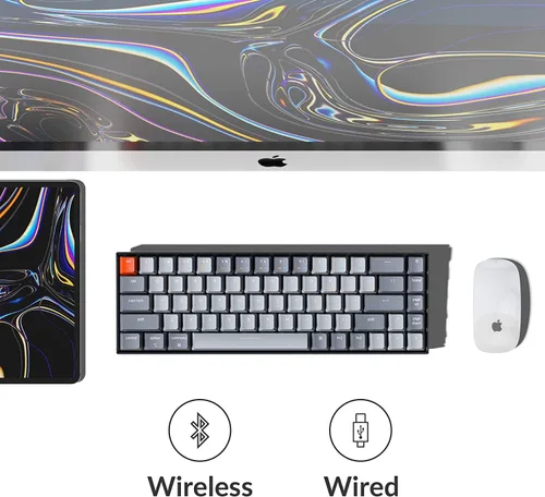 Vista 5 de Keychron K6 Gaming Mechanicak Teclado inalámbricocon cable diseño del 65 de 68 teclas teclado Bluetooth compacto con retroiluminación blanca N-Key