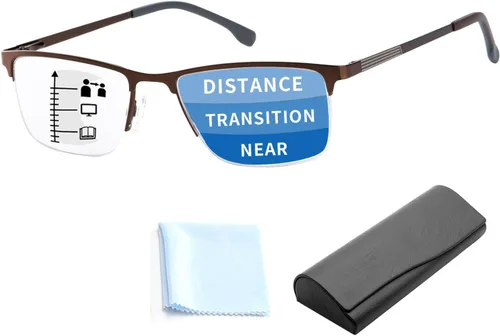 Vista 7 de SOVCOD Progressive Multifocus Reading Glasses for Men Blue Light Blocking Metal Frame Spring Hinge Multifocal Readers