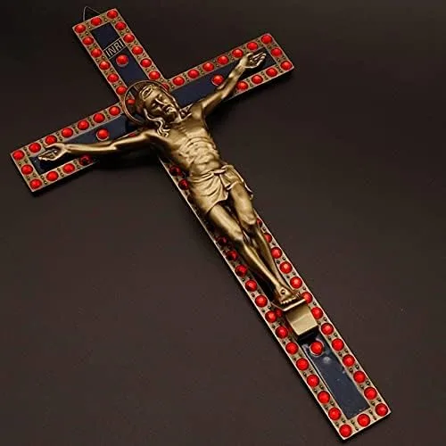 Vista 4 de Decoración cristiana de la cruz de Jesús, Crucifijo, Crucifijo, Cristo católico, regalos cruzes, manualidades, crucifijo, joyería religiosa