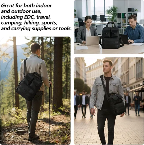 Vista 7 de ArcEnCiel - Bolso bandolera táctico para portátil de 12.9-14.2 pulgadas para hombre, mochila MOLLE, maletín, equipo, bolsos utilitarios, cartera