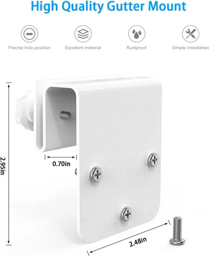 Vista 4 de Soporte de montaje de canalón compatible con Eufy Security SoloCam S340/SoloCam E30/E42, cámara de seguridad solar (1 unidad-blanco)