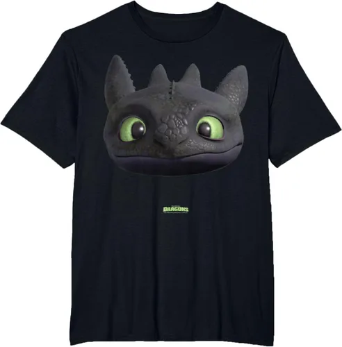 Vista 4 de DreamWorks Dragons Camiseta 3D de Disfraz de Cara Grande de Toothless Night Fury