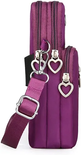 Vista 7 de JUMISEE Bolsa cruzada de 3 capas para teléfono celular, cartera de nailon, para teléfono inteligente