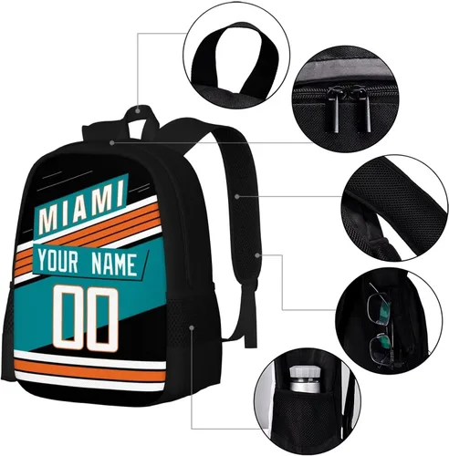 Vista 4 de KREDE Mochila Miami - Bolsas personalizadas para hombres y mujeres, Negro 01
