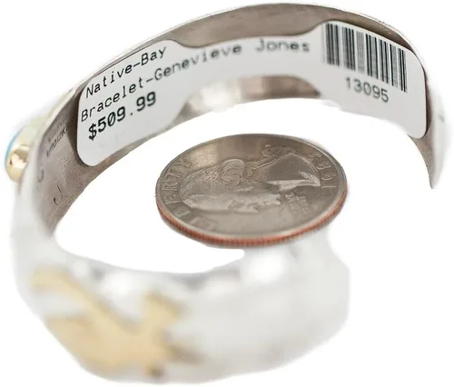 Vista 3 de $510Tag 12ktGF Pulsera nativa de turquesa natural de águila navajo con certificación de plata 13095 Hecho por Loma Siiva, Metal Piedra, Turquesa