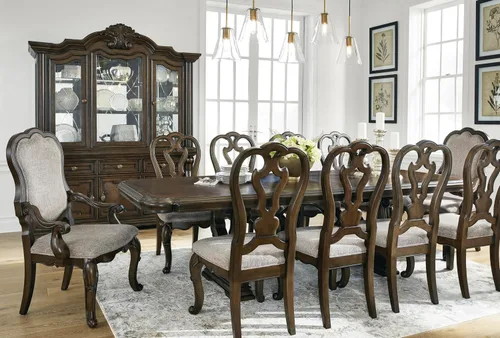 Vista 19 de Signature Design by Ashley Maylee Classic - Silla de comedor tapizada sin brazos, juego de 2, color marrón oscuro