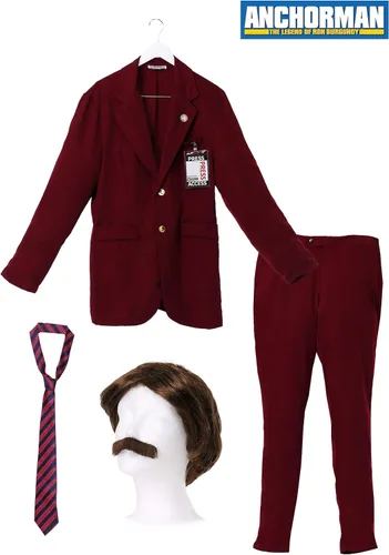 Vista 5 de Disfraz de Anchorman Ron Borgoña de lujo Anchorman traje adulto