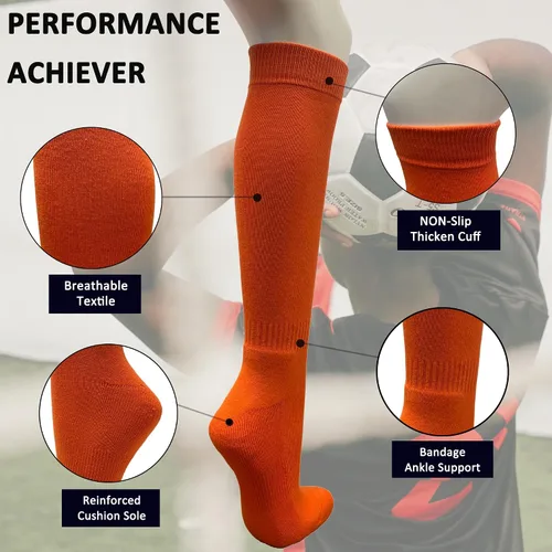 Vista 54 de COUVER Calcetines deportivos de béisbol de sóftbol de algodón acolchados hasta la rodilla, 1 par