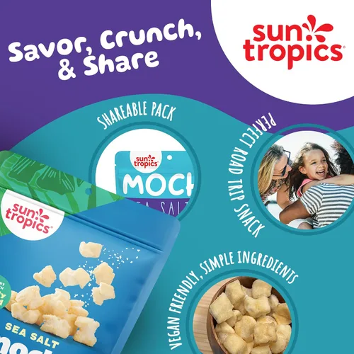 Vista 6 de Sun Tropics Mochi Snack Bites, sal marina, sin lácteos, sin gluten, 3.5 onzas (paquete de 12) Authentic Asian-Inspired Snack Gluten Free & Dairy