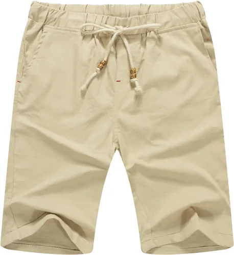 Vista 6 de Sailwind Pantalones cortos de lino para hombre, pantalones cortos casuales de playa con cordón