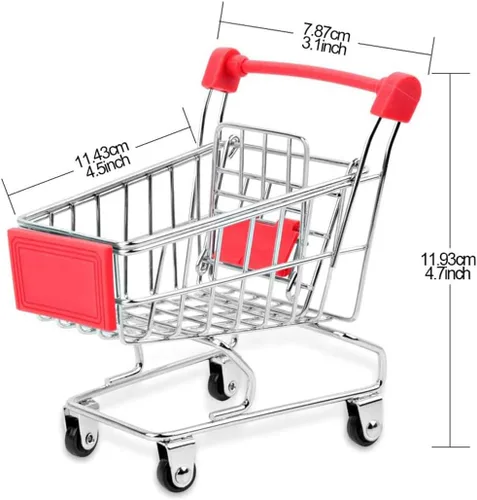 Vista 5 de SKYCOOOOL Mini carrito de compras de 3 piezas, carrito de compras de metal colorido, mini carrito de compras, pequeño carrito de compras, juguete