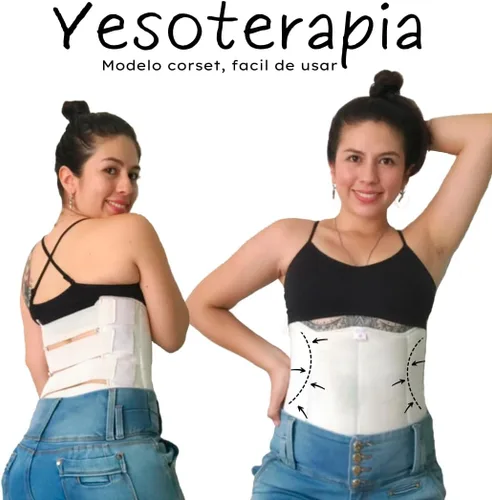 Vista 3 de Faja de yeso Beauty colombiana, reduce, moldea y define abdomen y cintura. (XL) Blanco, Blanco