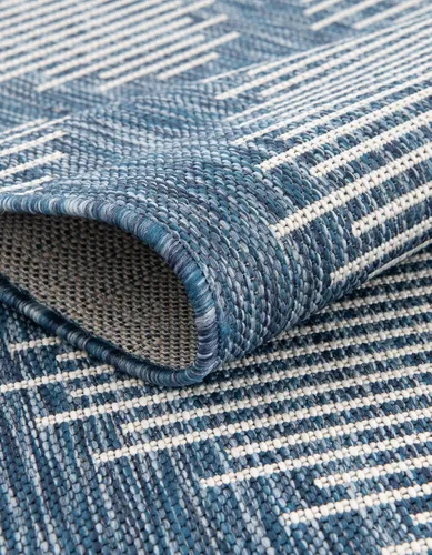 Vista 6 de Unique Loom Outdoor Modern Collection - Alfombra rectangular de 2 x 3 pies 1 pulgada, color azul y marfil