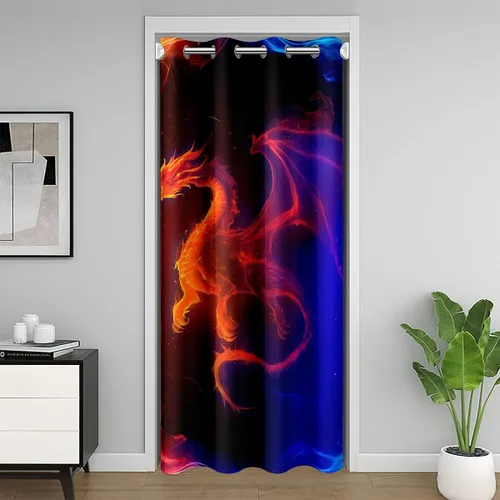 Vista 21 de Erosebridal Cortina opaca para puerta de zorro para niños, bonito diseño de oso bosque, ciervo, para niños y niñas, búho de dibujos animados