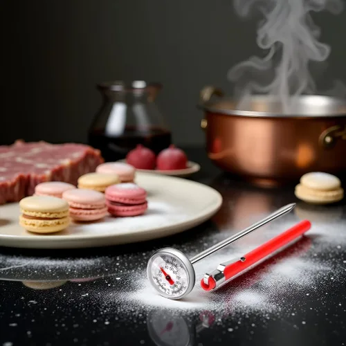 Vista 5 de 1 juego de termómetro de carne plateado para asar a la parrilla, termómetro de alimentos para cocinar, leche, termómetro de cocina, termómetro