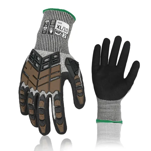 Vista 24 de Guantes de trabajo de seguridad Graloky, guantes de impacto para hombres y mujeres, guantes resistentes a cortes antideslizantes de trabajo pesado
