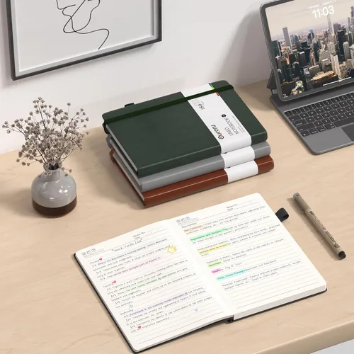 Vista 7 de Oucaru Cuaderno rayado, paquete de 4, 180 páginas, diarios A5 para escribir, papel grueso de 100 GSM, cuadernos pequeños diarios para mujeres