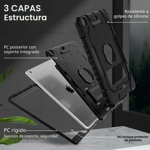 Vista 5 de ZoneFoker Funda para iPad de 9ª/8ª/7ª generación 2021/2020/2019 (10.2 pulgadas), Resistente de Servicio Pesado Grado Militar a Prueba de Golpes