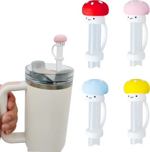 Vista 9 de HOMDSG Paquete de 4 cubiertas de pajita de sombrero de vaquero de silicona compatibles con la taza Stanley de 30 y 40 oz, lindo accesorio divertido