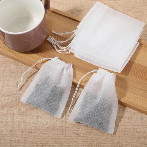 Vista 6 de 100 bolsas de té sueltas desechables de té de hojas vacías con cuerda, bolsa de té rellenable para café y especias, 3.15 x 2.4 pulgadas