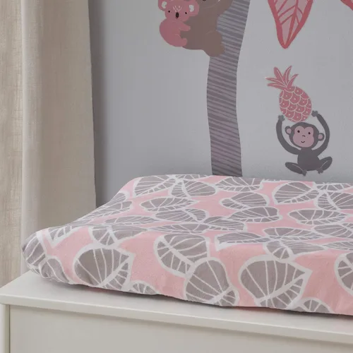 Vista 2 de Lambs & Ivy Funda para cambiador de bebé con estampado de hojas de color rosa Calypso