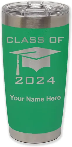 Vista 37 de LaserGram Vaso aislado al vacío de 20 onzas, grado de tapa clase de 2024, 2025, 2026, 2027, 2028, grabado personalizado incluido (negro)