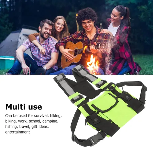 Vista 6 de Bolsa de arnés de radio en el pecho, radio universal de dos vías Walkie Talkie para buscar elementos esenciales, bolsa táctica Oxford para el pecho