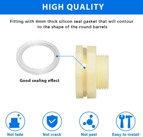 Vista 4 de Quickun Adaptador de conector de tanque de agua de mamparo ABS de 1 pulgada con enchufes a granel de tubería (juego de 2)