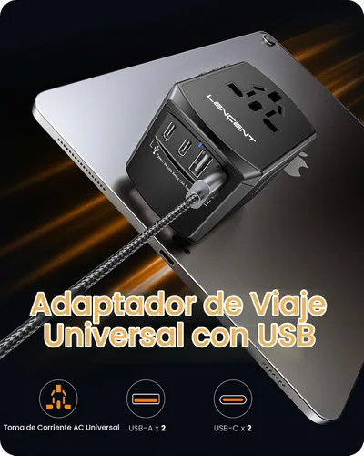 Vista 3 de LENCENT Adaptador de corriente universal de viaje, adaptador de enchufe