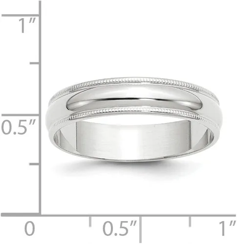 Vista 3 de Anillo de boda de oro blanco de 10 quilates de 0197in milgrain liso clásico de cúpula