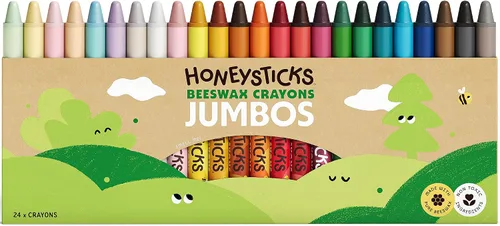 Vista 9 de Honeysticks Crayones jumbo (paquete de 8) – Crayones no tóxicos – Cera de abeja 100% pura y colores de grado alimenticio – 8 colores brillantes