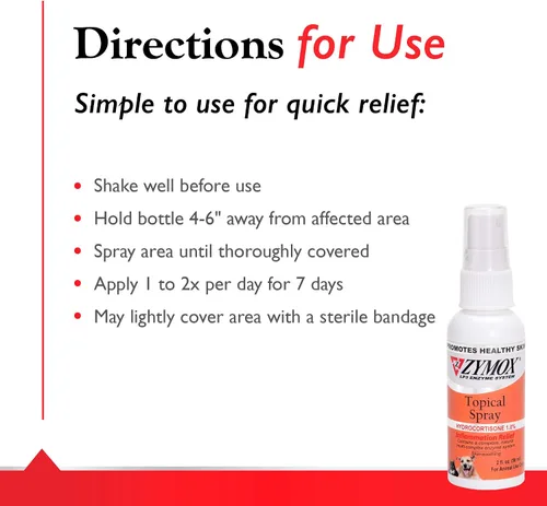 Vista 7 de Zymox Spray tópico para puntos calientes para perros y gatos con 1% de hidrocortisona, 2 onzas